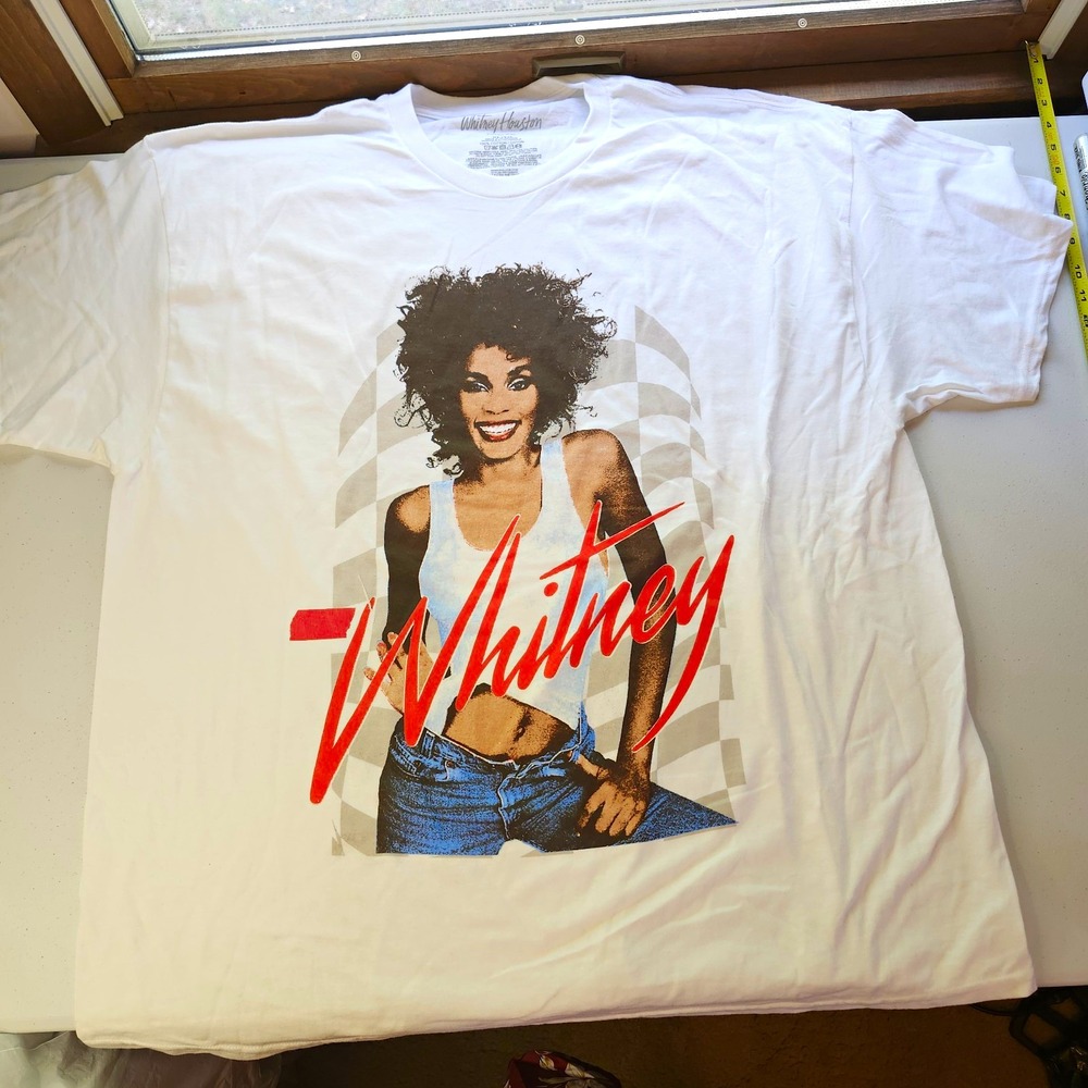 Whitney Houston Music Graphic T-Shirt White XL/TG 100% Cotton Tee